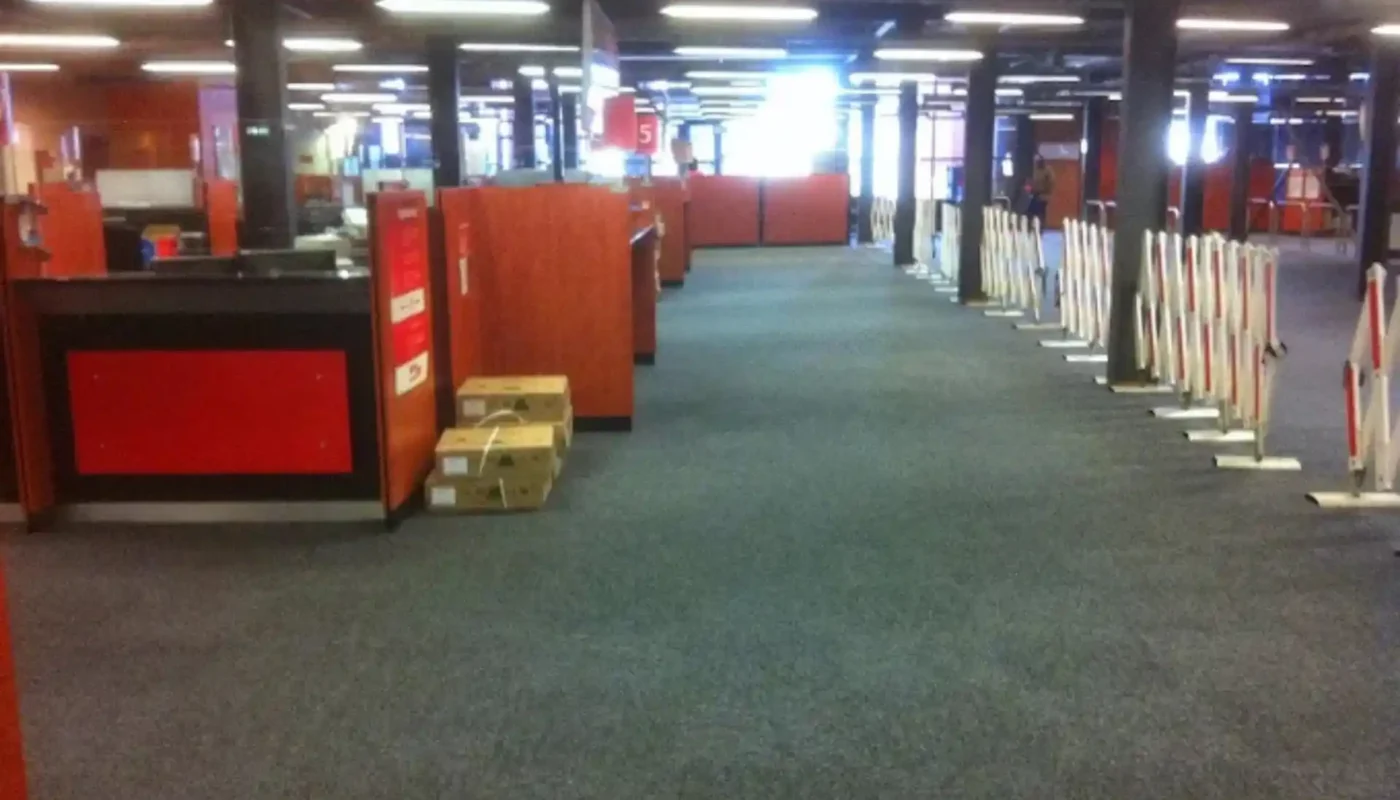 Commercial fitted carpet cleaning in progress